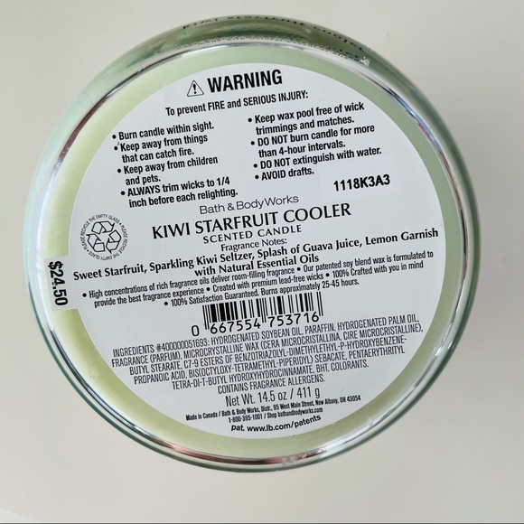 Bath and Body Works Kiwi Starfruit Cooler Candle - Picture 3 of 3